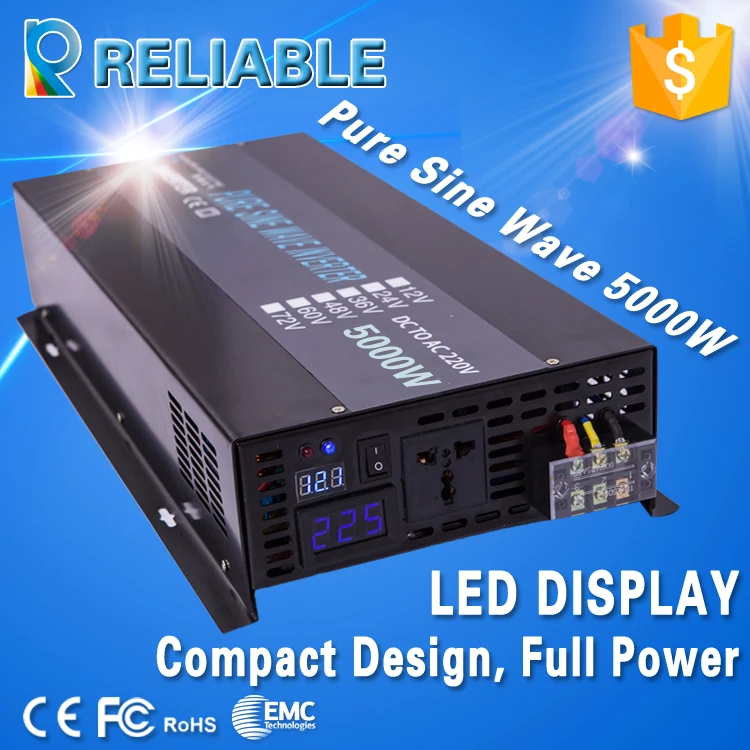 LED Display Off Grid Pure Sine Wave Solar Power Inverter 5000W 12v/24v/48v-110v/120v/220v/230v/240v DC AC Converter Car Inverter