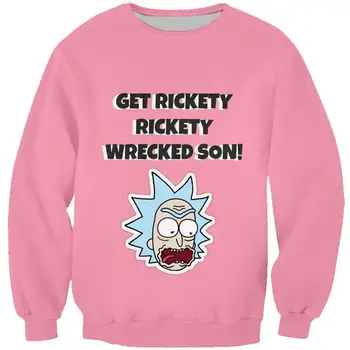 

2018 New Fashion RICK AND MORTY PINK RICKETY RICKETY WRECKED SWEATSHIRT Hip Hop Printed 3D Sweatshirt