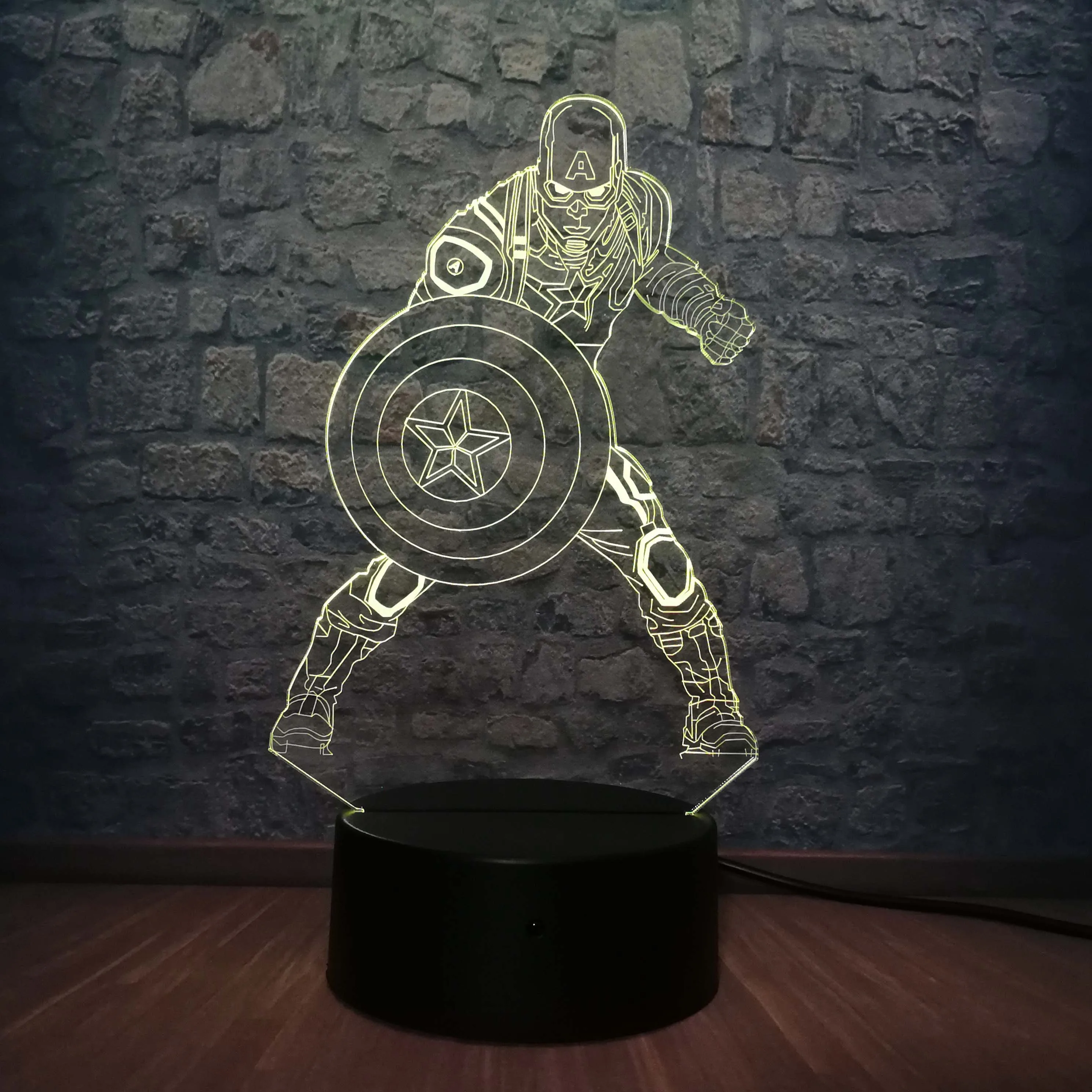 Marvel Movie Captain America Shield figing 3D светодиодный Светильник настольный ночник иллюзионный