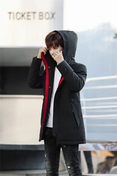 

Mens Hooded Long Duck Down Padded Jackets Man Thick Winter Down Coats Male Fashion Long Overcoat Keep Warm Outerwear JK-8163