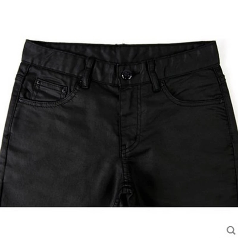 Idopy Men`s Coated Jeans Korean Fashion 