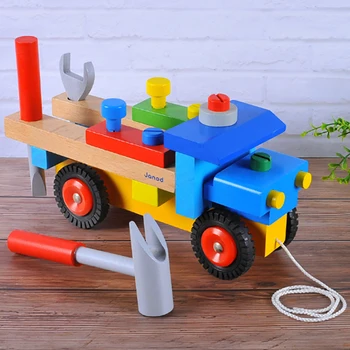 

Children's Educational Toys Disassembly Screw nut disassembly combination Tool Cart Wooden Baby Car educational Toys