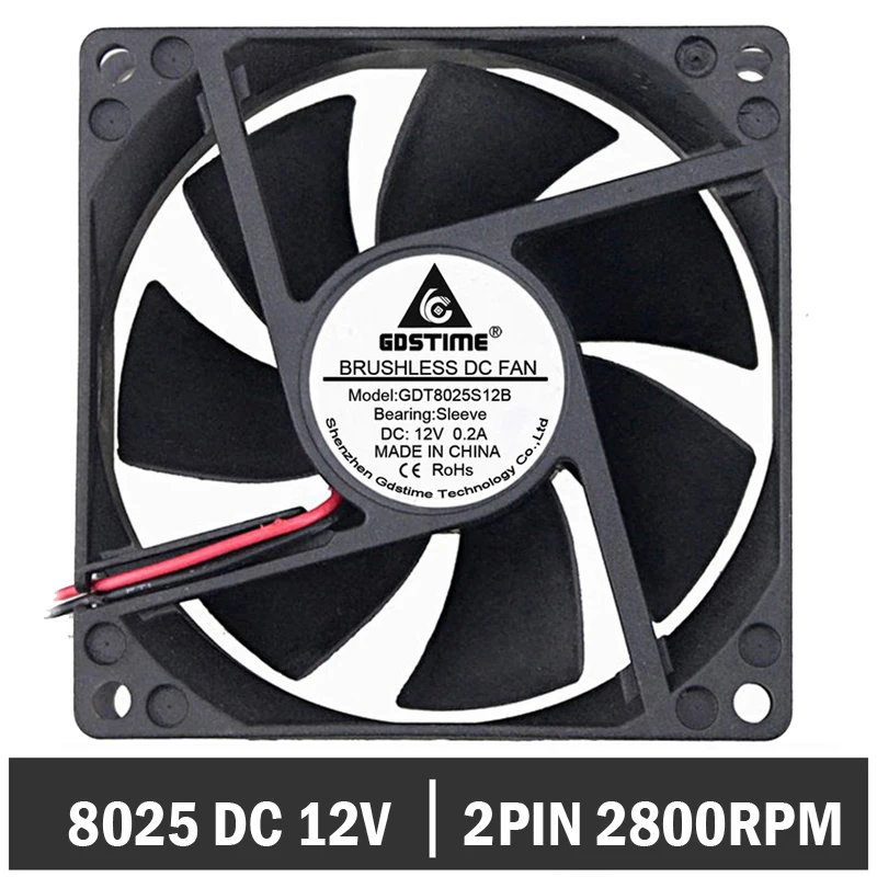 500 шт. Gdstime 80x80x25 мм 80 8 см DC бесщеточный 12 вольт втулка подшипник компьютера чехол