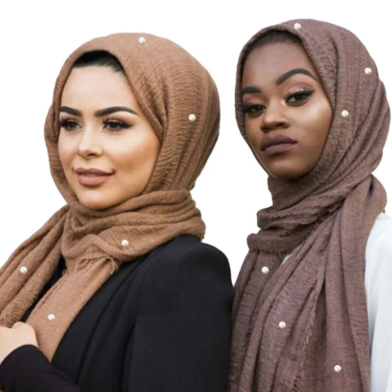 VISROVER Бесплатная доставка Новое поступление Классическая Премиум вискоза хиджаб бусинами шарф шаль мягкий Ислам мусульманских оптом и в