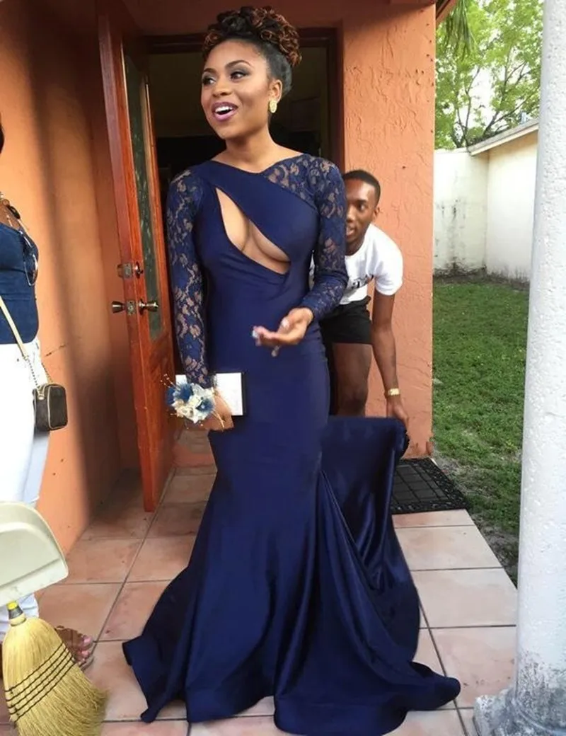Sexy Mermaid Backless Royal Blue Prom 