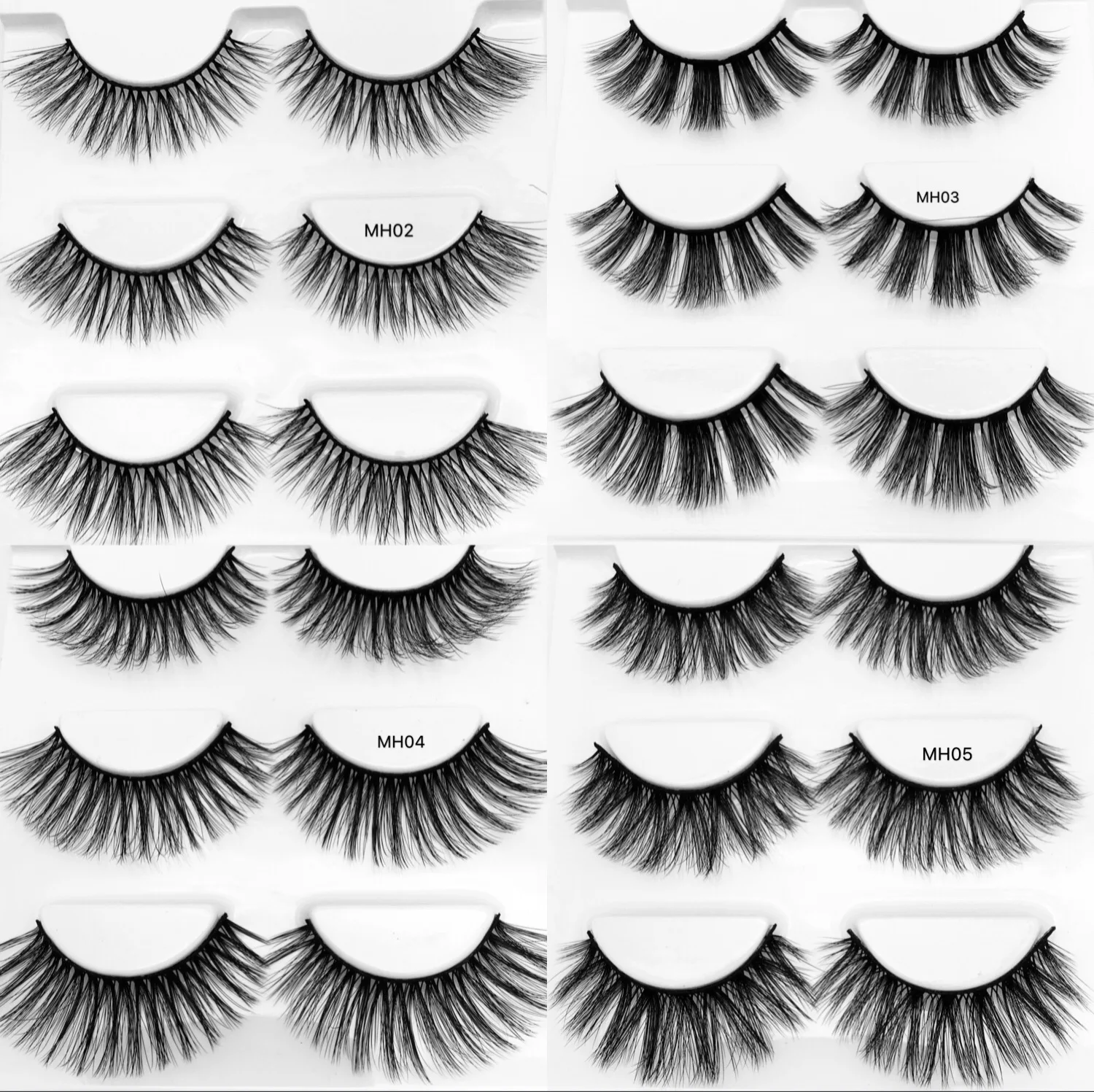 4 Types 3 Pairs real mink fur false eyelash 3D strip mink lashes thick fake faux eyelashes