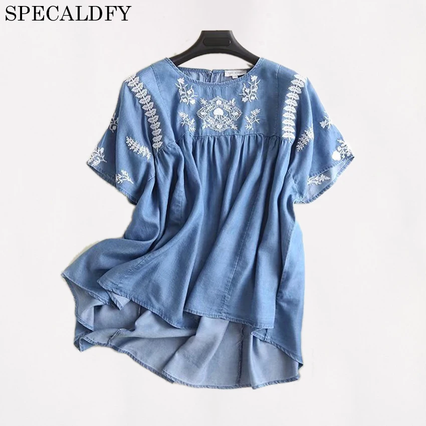 Buy 2018 Summer Denim Shirt Women Short Sleeve