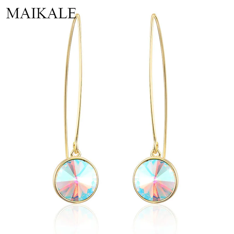 

MAIKALE Crystal Drop Long Earrings Rhinestone Beads Metal Strip Hooks Earrings for Women Girls Earings New Fashion Jewelry Gifts