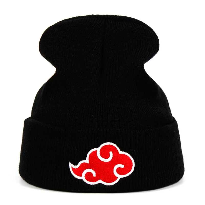 Логотип Akatsuki японского аниме Наруто зимние вязаные шапки вышивка теплые Skullies Beanie лыжные вязаные шапки шляпа хип-хоп