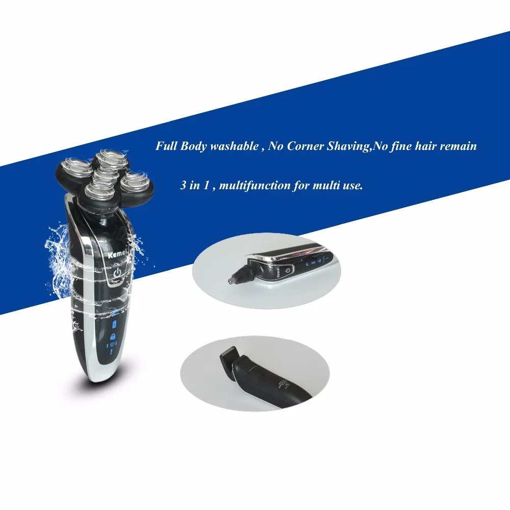 

Washable Rechargeable Rotary Razor With 5D Floating Structure Quick Charge Hair Removal