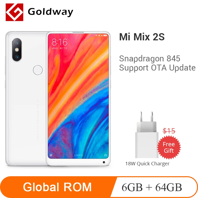 Оригинальный xiaomi mi x 2S 6 ГБ 64 Гб мобильный телефон Snapdragon 845 5 99 дюйма полный экран AI