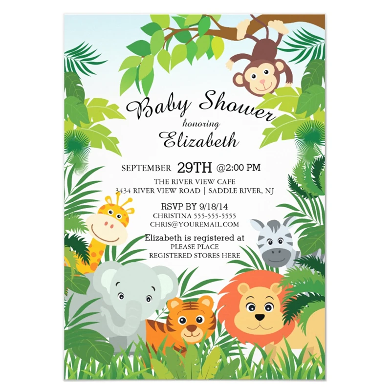 

Personalized Cute Jungle Safari Baby Shower Invitations Birthday Party Supplies Birthday Party Decorations Kids Event Birthday