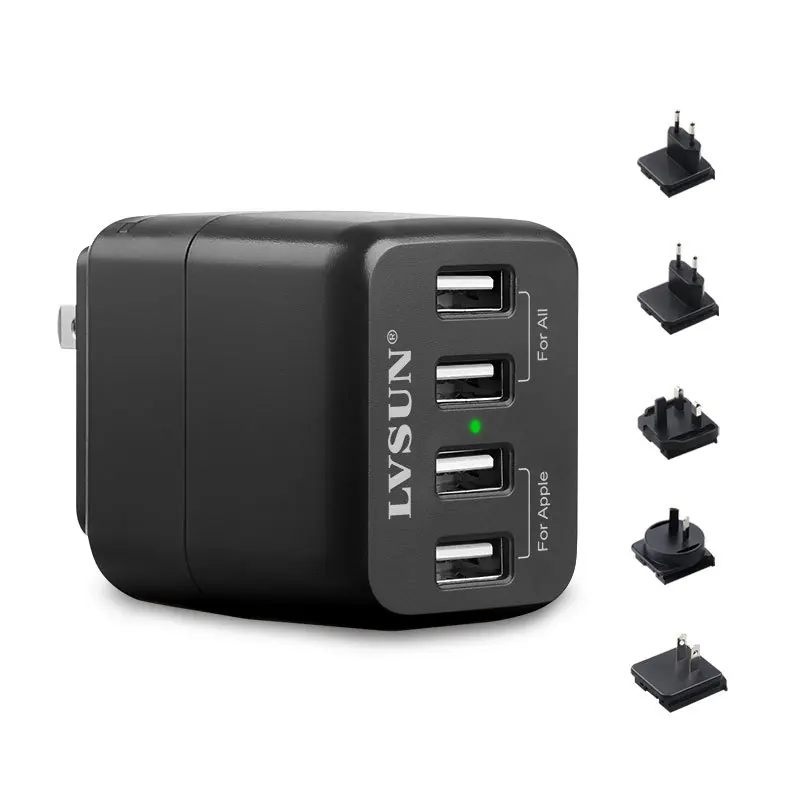 Сетевое зарядное устройство с 4 USB портами для iPhone 6 5s iPad Samsung Galaxy s6 s5 s4 Note