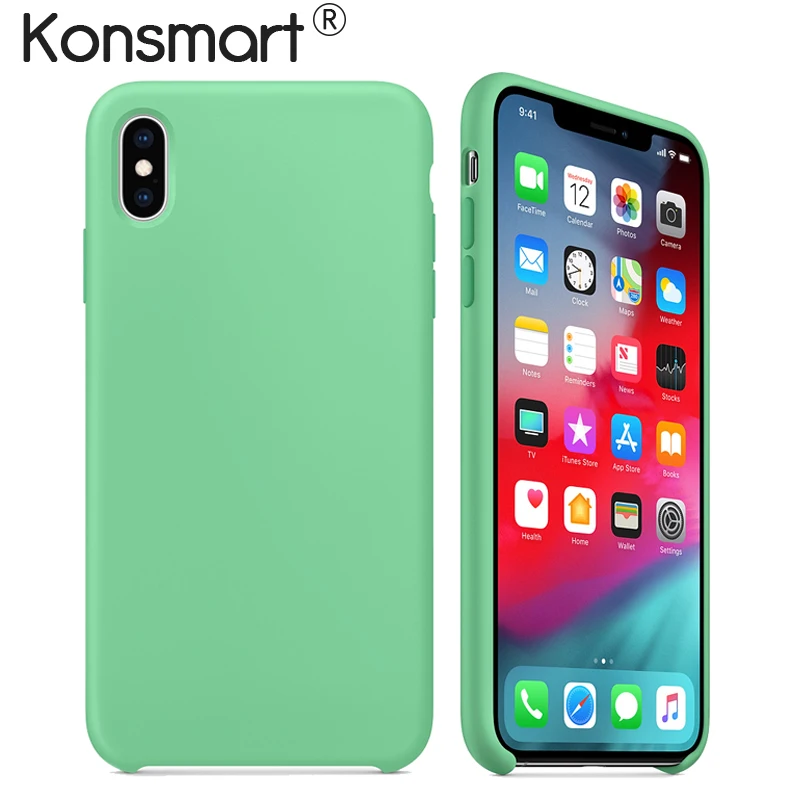 

Original Silicone Case for iPhone X XR XS Max 6 6s 7 8 Plus Soft Silicone Back Cover Case Have LOGO