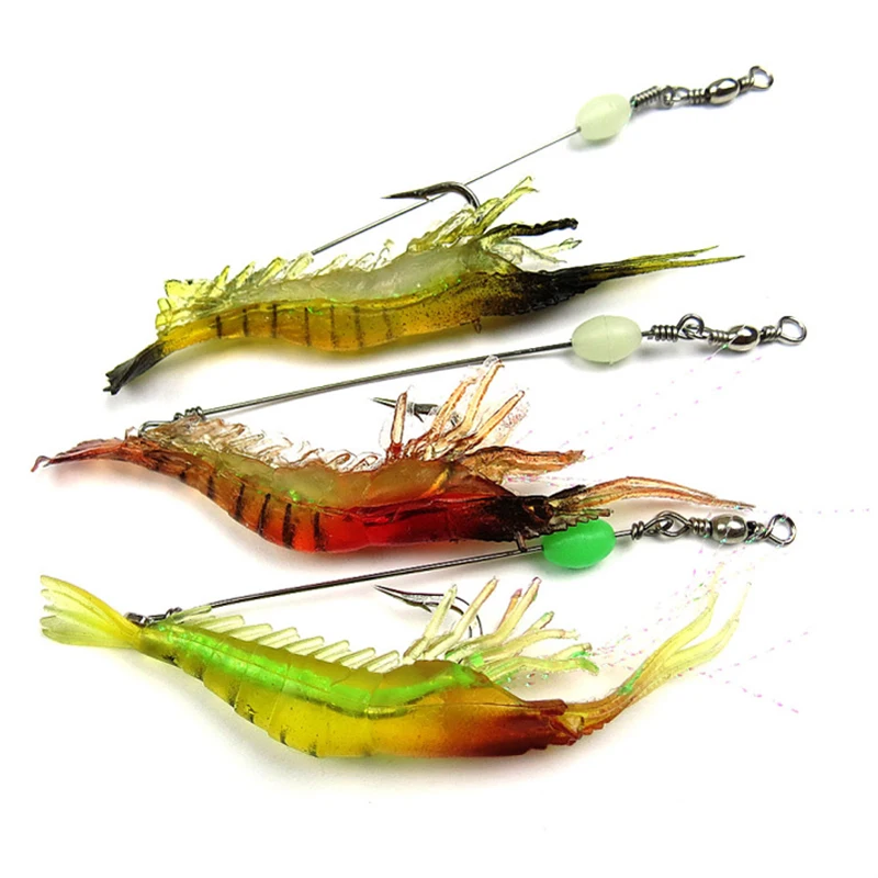

10PCS Shrimp Hook Soft Lures Saltwater Fishing Tackle Rigged Fishing Hooks 6g 9.5cm