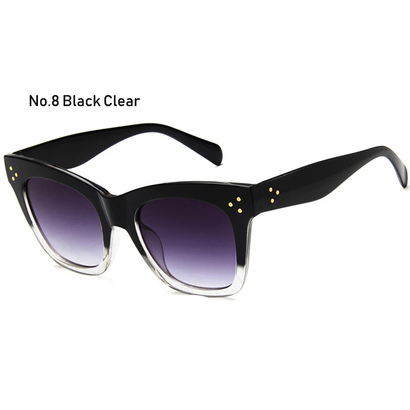 Womens Classic Retro Sunglasses Vintage Cat Eye Oversized Square Gradient Sun Glasses Shades Luxury Brand Designer Eyewear UV400 - Цвет линз: A8