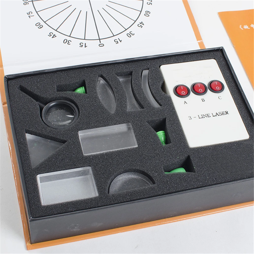 Quality-Physical-Optics-Experiment-Set-Triangular-Prism-Laser-Lights-Convex-Concave-Lens-Set-Child-Gift-Toy