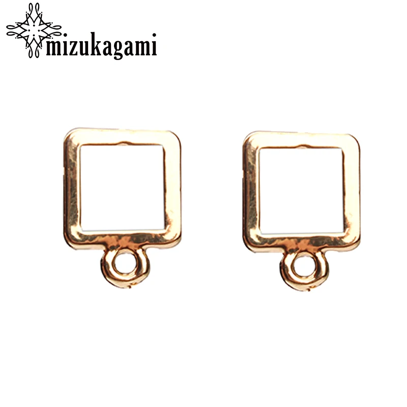 

9mm 10pcs/lot Zinc Alloy Stud Earrings Golden Hollow Square Connector For DIY Earrings Jewelry Making Accessories