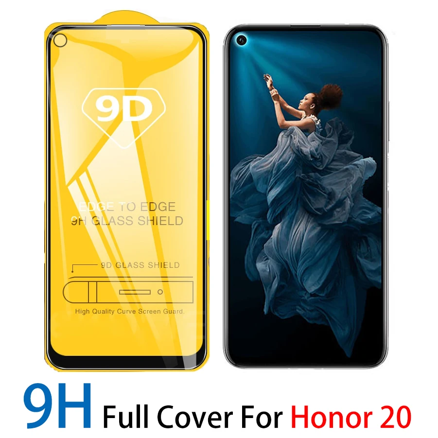 

9D Full Cover Tempered glass on the for huawei honor 20 Screen Protector for honor 20 9H huawey 20 hauwei honer Protective film