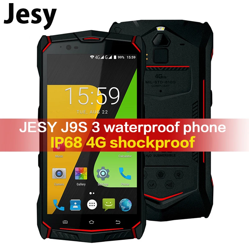 JESY J9s Waterproof new mobile phone IP68 4G Shockproof Phone 4G RAM 64GB ROM Smartphone 5.5