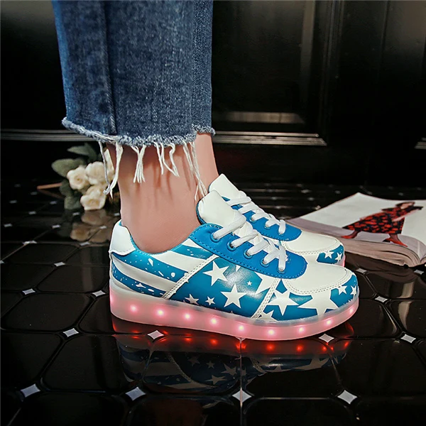 FDH01P Light blue 7 ipupas, классические светящиеся кроссовки, матовые, серебристые, мужские, модный светильник, светящиеся кроссовки для мальчиков и девочек, chaussure homme, обувь с подсветкой - Цвет: FDH01P Light blue