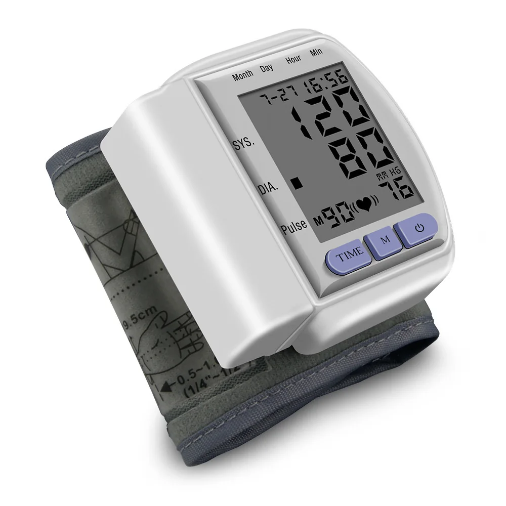 Наручные монитора артериального давления памяти цифровой Сфигмоманометр Частота пульса ЖК-дисплей автоматический измеритель