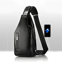 Акция, Новое поступление, мужские повседневные сумки через плечо из искусственной кожи, сумки через плечо для путешествий, нагрудная сумка-мессенджер с интерфейсом USB