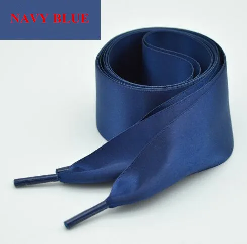 

Fashion 4cm Wide/120cm Long Solid Color Double Sides Silk Touch Shoelace For Sneaker One Pair Free Shipping