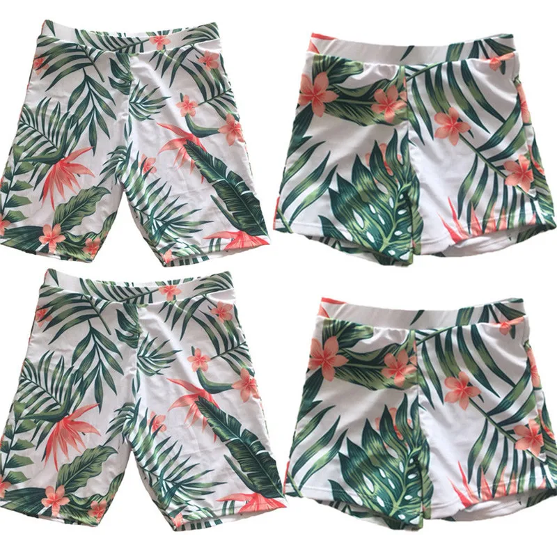 

New Swim Shorts Swimwear Bathing Trunks 2018 Hot Summer Print Family matching Father Boys Boxer Brief Maillot De Bain Sportwear