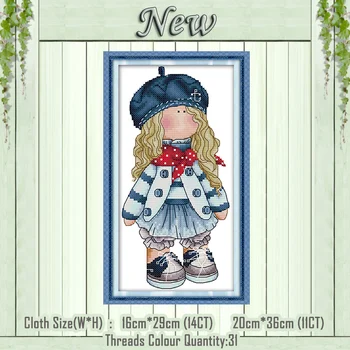 

Girl cartoon home decor painting counted printed on the canvas DMC 11CT 14CT kits chinese Cross Stitch embroidery needlework Set