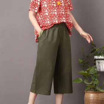 

trousers women streetwear summer trousers Women Casual Solid Pants Trousers Ladies Loose Cropped trousers Y620