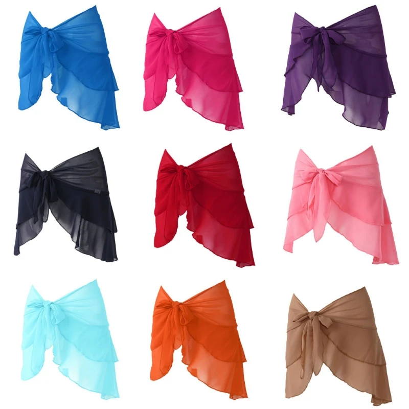 

VSRRWL Chiffon Beach Cover up Sarong Multi Wear Ruffle Swimsuit Wrap for Women