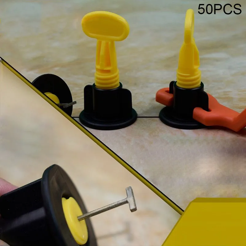 

50pcs Flat Ceramic Leveler Floor Wall Construction Tools Reusable Tile Leveling System Kits CLH@8