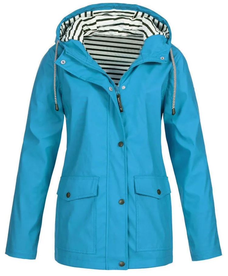5XL одежда женская повседневная куртка уличная водонепроницаемая куртка плащ с капюшоном ветронепроницаемые строгие теплые пальто куртки для альпинизма - Цвет: Небесно-голубой