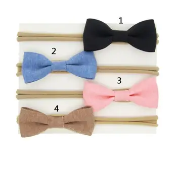

4 pcs/lot , Hand Tied Cotton Linen Hair Bow Cotton Linen Fabric headband, School Girl Bow Headbands Hair Accessory Photo props