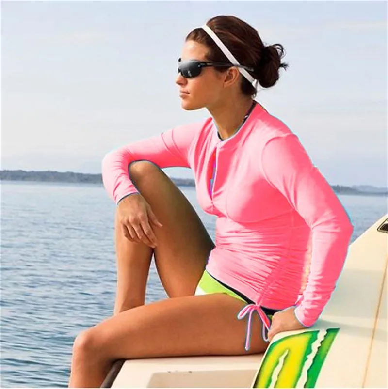 Женская рашгард с длинным рукавом, рубашки для плавания, женская одежда для плавания, лайкра, одежда для серфинга, Рашгард, высокое качество, защита от ультрафиолета, топы для серфинга N901