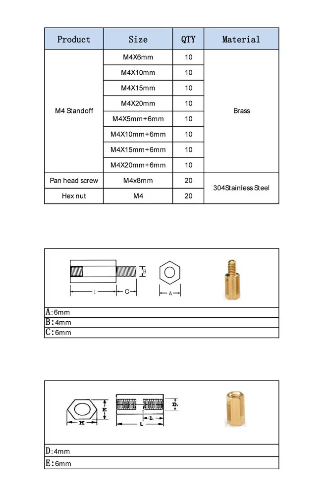 M4 шестигранный латунный Мужской Женский противостояние столб крепление резьбовой шестигранный PCB Материнская плата распорный болт винт гайка Ассортимент Комплект Коробка