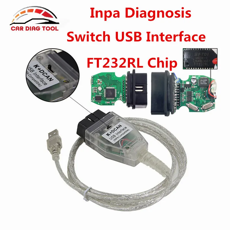 K + D CAN OBD2 USB интерфейс кабель для BMW INPA ediabas NCS эксперт FTDI FT232RL переключатель BWM к DCAN