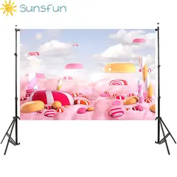 Sunsfun 7x5ft 220*150 см новорожденных Фото фон сладкие конфеты Еда ребенка Книги по искусству Ткань цифровые печатные фотографии Задний план