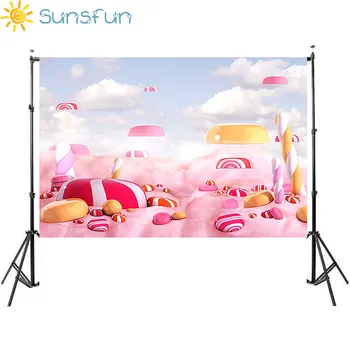 

Sunsfun 7x5FT 220*150cm Newborns Photo Backdrop Sweet Candy Food Baby Child Art Fabric Digital Printed Photography Background