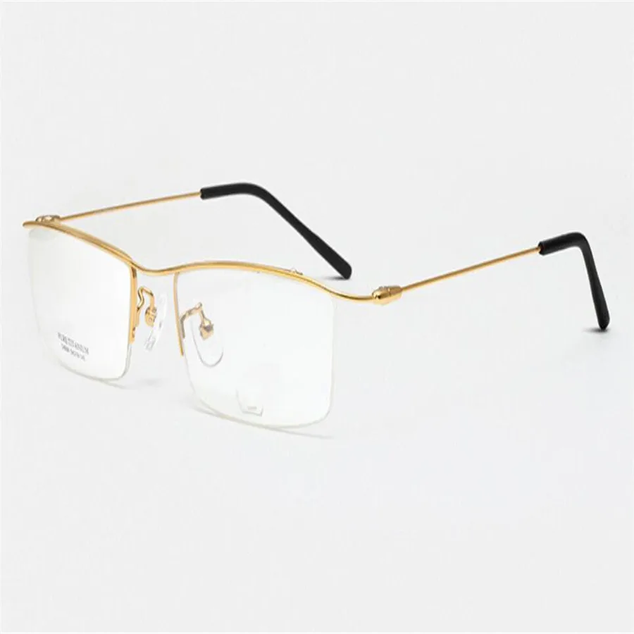 PLYMOTON High Quality Business New Men Half Rim Pure Titanium Clear Lens Myopia Eyewear Frame Gold Silver Ultralight Eyeglasses PLYMOTON High Quality Business New Men Half Rim Pure Titanium Clear Lens Myopia Eyewear Frame Gold Silver Ultralight Eyeglasses