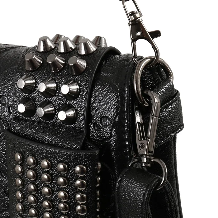 Новая модная женская сумка черная кожаная винтажная сумка-мессенджер крутые сумки на плечо с заклепками в стиле панк сумки через плечо для женщин сумки