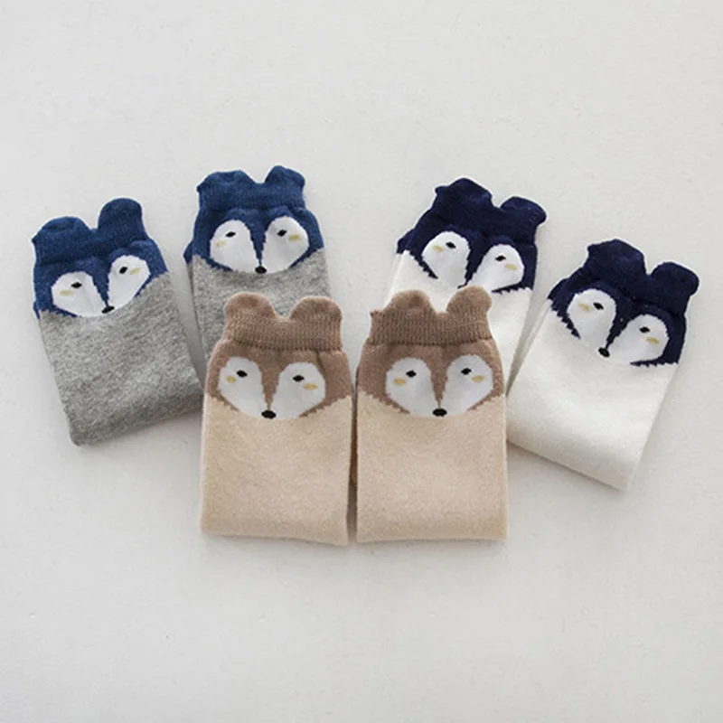 3 Pairs/lot Cotton Baby Infant Spring Summer Socks 3d Ears Fox Sox Toddler Bebe Nonslip Anti-slip | Детская одежда и обувь