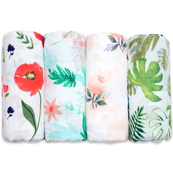

Muslinlife Fashion 2018 Cute Baby Blanket Bamboo Cotton Swaddle Wrap Colorful Flower Blanket Photography