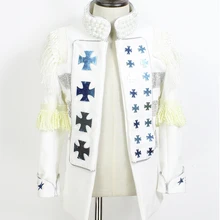 Большие размеры для мужчин пальто концертное шоу придворное платье дворец певец белая куртка бар костюм Go-Go Выходные туфли на выпускной карнавальный костюм Блейзер в клетку на кнопке