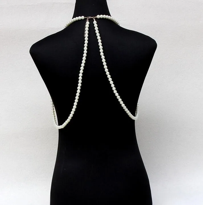Преувеличенная многослойная жемчужная цепочка с кисточками, бисерное ожерелье на бретельках, женские сексуальные свадебные украшения для тела