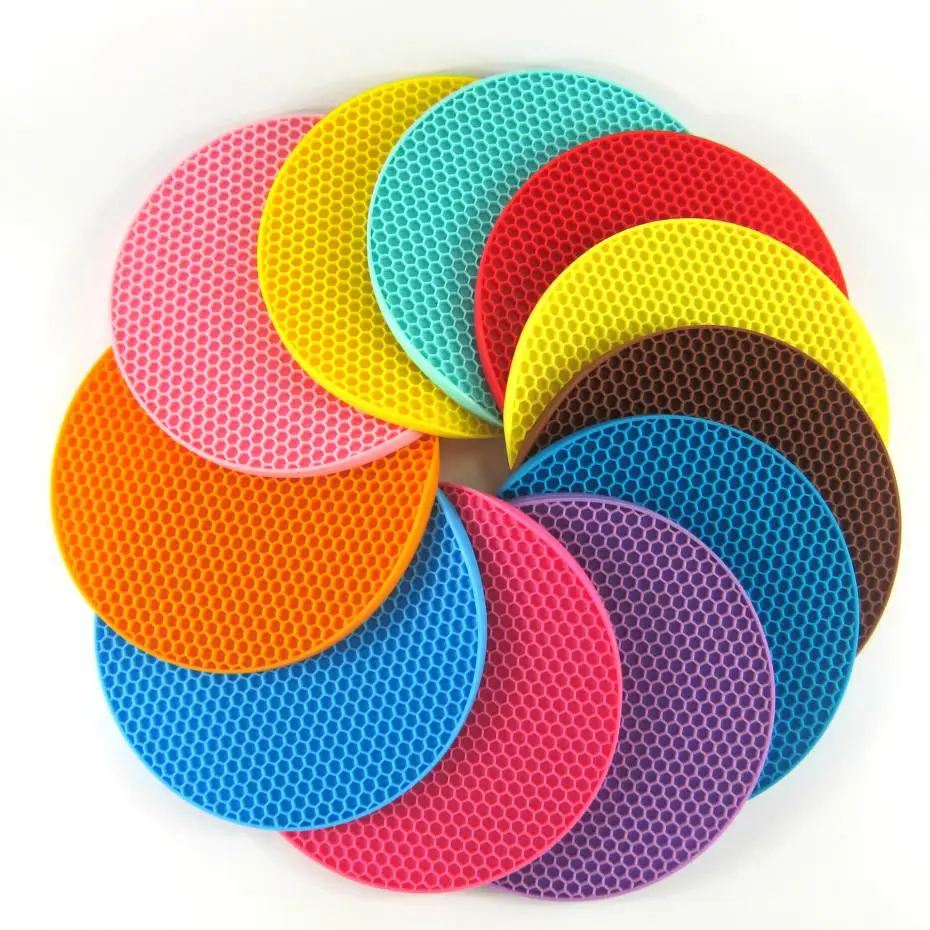 18cm Honeycomb Silicone Round Non slip Heat Resistant Mat ...