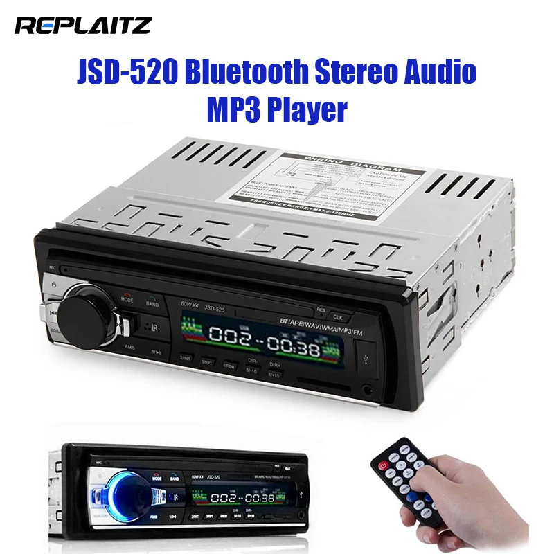 JSD 520 Stereo Audio MP3 Player Car Radio 1 Din Bluetooth V2.0 In dash