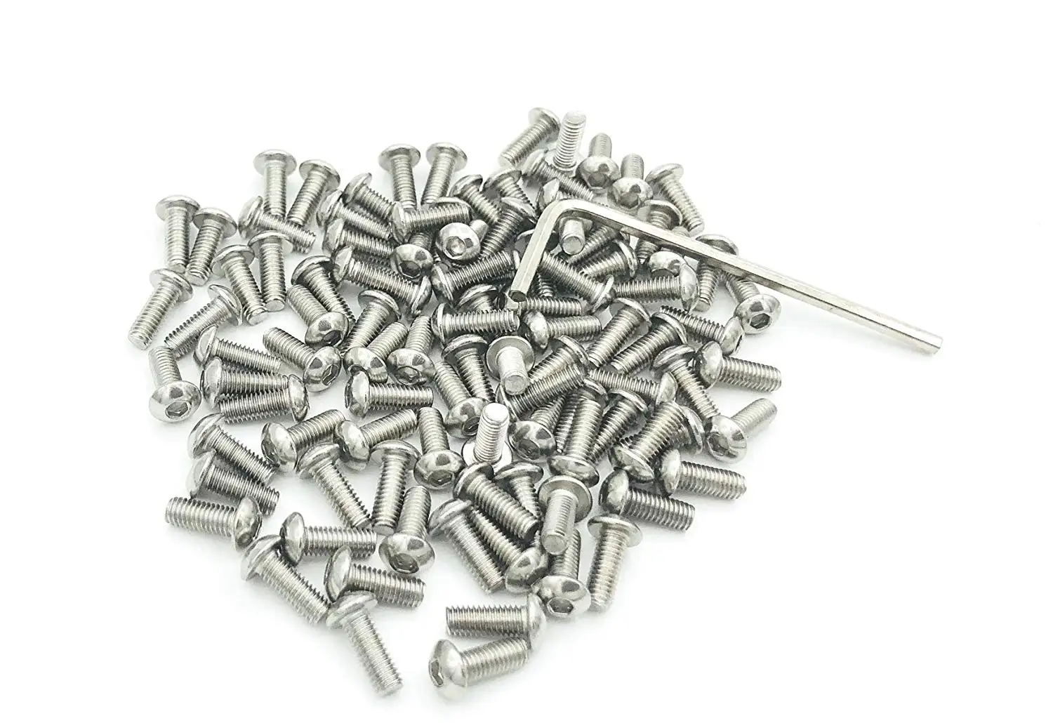 

M3 x 8mm 304(18-8) Stainless Steel Button Head Hex Socket Head Cap Screws Including Hex Key Wrench,100Pcs