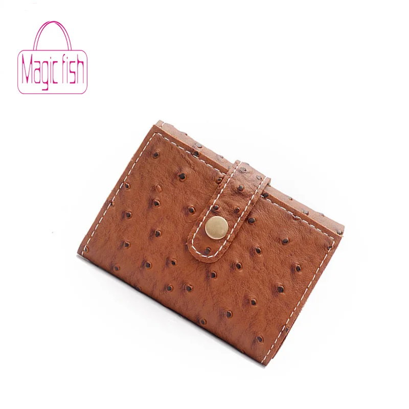 

Magic Fish Women Wallet Ostrich Pattern Hasp Fold Wallet Short Paragraph Large Capacity Short Wallet Card Package Fashion Casual